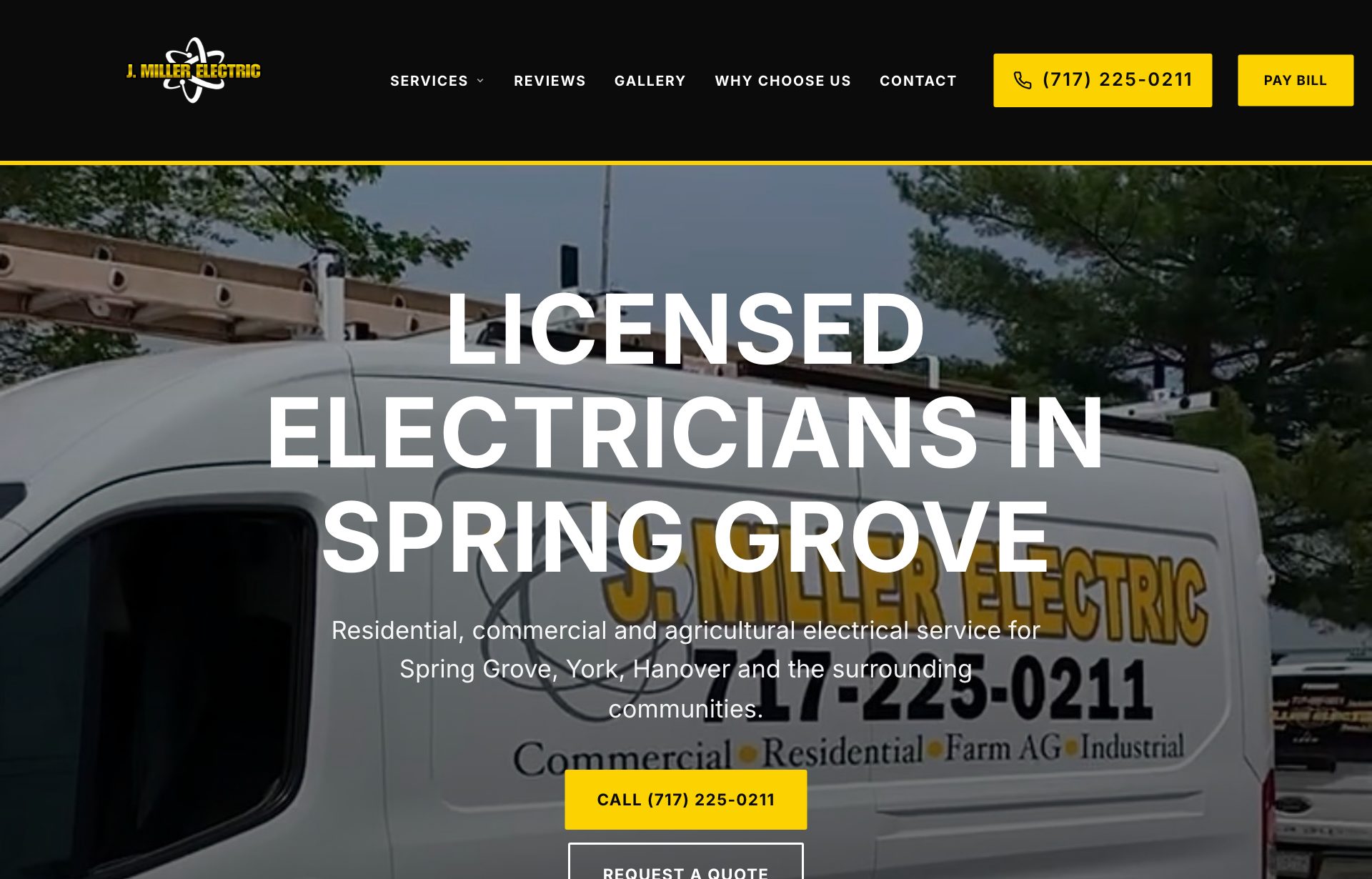 A website built with VotrexSites for J. Miller's Electric